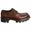 Prada Lug Sole Derby Shoes in Brown Leather