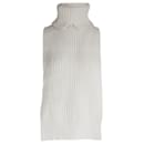 The Row Anneki Ribbed Turtleneck Top in Ivory Cashmere  - The row