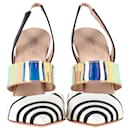 Zapatos de tacón con tira trasera y banda metálica Giambattista Valli en cuero multicolor