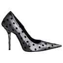 Balenciaga Square Knife Polka-Dot Flocked Lamé Pumps aus silbernem Polyester