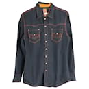 Jean Paul Gaultier Long Sleeve Button-Down Shirt in Black Polynosic