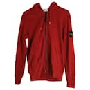 Stone Island Zipped Hoodie in Red Cotton