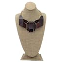 Gianfranco Ferre Vintage Brown / Gold Wood and Metal Geometric Necklace - Gianfranco Ferré
