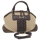GUCCI Diamante Hand Bag Canvas Leather 2way Brown Beige 247286 Auth tb817 - Gucci