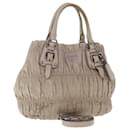 PRADA Shoulder Bag Leather 2way Gray Auth bs7104 - Prada