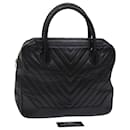 CHANEL V Stitch Hand Bag Leather Black CC Auth bs7027 - Chanel