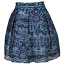Maje Pleated Guipure Lace And Mesh Mini Skirt in Blue Polyester