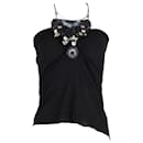 Lanvin Perlenbesetztes drapiertes Neckholder-Top aus schwarzer Viskose