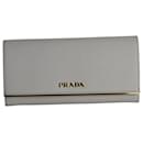 Prada Continental Long Wallet in White Saffiano Leather