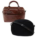 BALLY Shoulder Bag Leather 2Set Black Brown Auth bs7119 - Bally