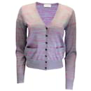 Dries van Noten Azul / Suéter cardigã roxo de manga comprida em malha de lã com botões - Dries Van Noten