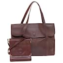 CARTIER Shoulder Bag Leather 2Set Wine Red Auth bs6880 - Cartier