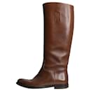Brown knee high leather boots - size EU 37.5 - Prada