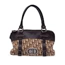 Bolsa de ombro em lona oblíqua com logotipo marrom - Christian Dior