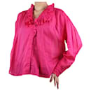 Blusa rosa con cuello de volantes - talla FR 38 - Isabel Marant Etoile