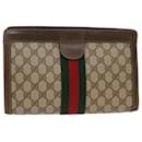 GUCCI GG Canvas Web Sherry Line Clutch Bag Beige Red Green 89.01.002 Auth bs7231 - Gucci