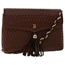 BALLY Quilted Shoulder Bag Leather Brown Auth ep1299 - Bally