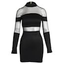 Balmain Bodycon Mini Dress with Sheer Inserts in Black Polyamide