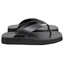 The Row Ginza Flip-Flop Platform Sandals in Black Calfskin Leather - The row