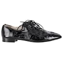 Chanel Pointed Toe CC Derby in Black Patent Leather 