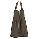 Bottega Veneta Halter Neck Dress in Olive Cotton Denim