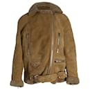 Acne Studios Velocite Belted Shearling Jacket In Brown Calfskin Leather
