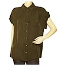 Diane Von Furstenberg DVF Boye Deux Khaki Green Snap Button Shirt Top size 8