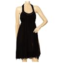 Jasmine Di Milo Black Lace Open Back Beaded Knee Length Evening dress UK 12