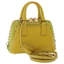 PRADA Bijoux Hand Bag Safiano leather 2way Yellow Auth bs7257 - Prada