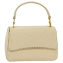 BALLY Quilted Hand Bag Lamb Skin White Auth ep1259 - Bally