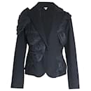 Issey Miyake/S 2003 Blazer plisado drapeado Runway en algodón negro