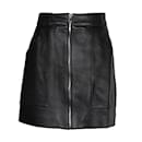 Maje Jelise Zipped Skirt in Black Leather