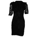 Maje Lace Mini Dress in Black Polyamide