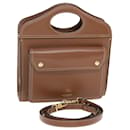 BURBERRY Handtasche Topstitch-Leder 2Weise Brown Auth 49937 - Burberry