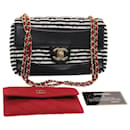 CHANEL Matelasse Shoulder Bag Quilted Canvas Black White Red CC Auth 50442a - Chanel