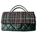 CHANEL Airlines - Top-Handle Flap Bag in Tweed and Quilted Distressed calf leather - Large NEW - Chanel
