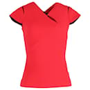 Roland Mouret Asymmetric Cap-Sleeve Top in Red Polyester