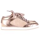 Jimmy Choo Baskets Miami métallisées en daim rose