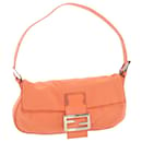 FENDI Mamma Baguette Shoulder Bag Nylon Orange Auth 50148 - Fendi