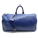 LOUIS VUITTON KEEPALL HANDBAG 50 TAIGA BLUE LEATHER CROSSBODY TRAVEL BAG - Louis Vuitton