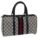 GUCCI GG Canvas Sherry Line Boston Bag Gray Red Navy 012384258 Auth bs7178 - Gucci