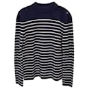 Saint Laurent Striped Sweater in Navy Blue Cotton Wool