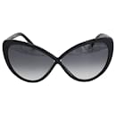 Óculos de sol borboleta grande Tom Ford Madison em acetato preto