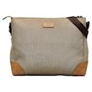 Leather-Trimmed Canvas Messenger Bag 257301 - Gucci