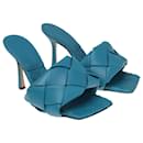 Blue Intrecciato Lido Slide Sandals - Bottega Veneta