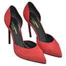 Zapatos de tacón rojos con punta en punta D'Orsay - Saint Laurent