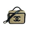 nude/Black CC Quilted Filigree Vanity Case - Chanel