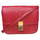 Red Medium Classic Box Flap Bag - Céline