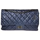 Reedição Acolchoada Azul Metálico 2.55 Clássico 227 saco de aleta alinhado - Chanel