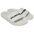 White Logo Pool Slides - Balenciaga